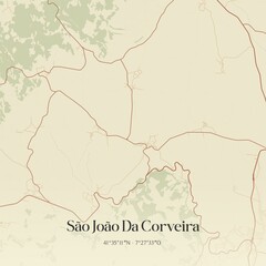 Obraz premium Vintage map of São João Da Corveira, Portugal.