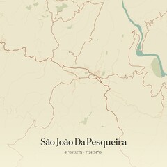 Vintage map of São João Da Pesqueira, Portugal.