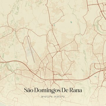 Vintage map of S&atilde;o Domingos De Rana, Portugal.