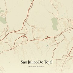 Vintage map of São Julião Do Tojal, Portugal.
