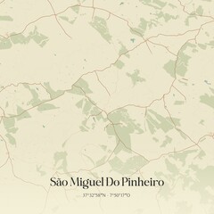 Vintage map of São Miguel Do Pinheiro, Portugal.