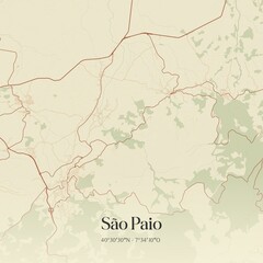 Vintage map of São Paio, Portugal.