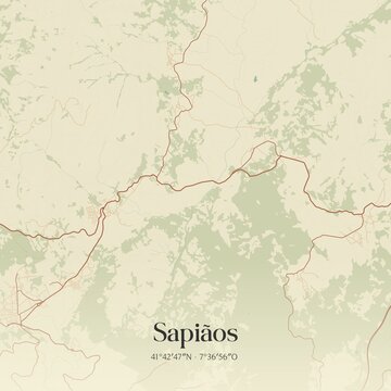 Vintage map of Sapi&atilde;os, Portugal.