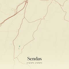 Vintage map of Sendas, Portugal. 