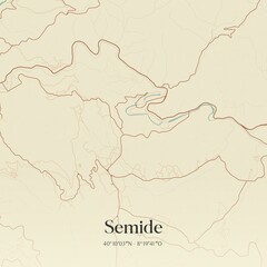 Vintage map of Semide, Portugal. 