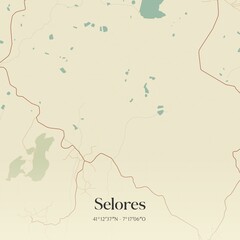 Vintage map of Selores, Portugal. 
