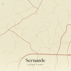 Vintage map of Sernande, Portugal. 