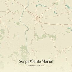 Fototapeta premium Vintage map of Serpa (Santa Maria), Portugal. 