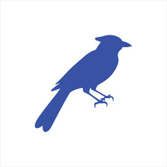 Blue jay bird silhouette icon vector illustration design on white background.