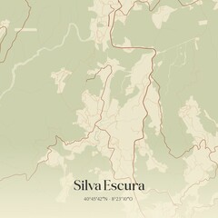 Fototapeta premium Vintage map of Silva Escura, Portugal. 