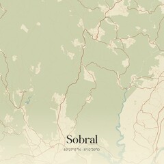 Obraz premium Vintage map of Sobral, Portugal. 