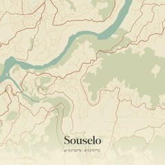 Vintage map of Souselo, Portugal. 