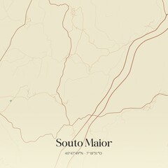 Vintage map of Souto Maior, Portugal. 