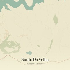 Vintage map of Souto Da Velha, Portugal. 