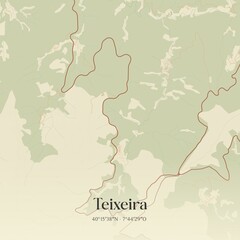 Vintage map of Teixeira, Portugal. 