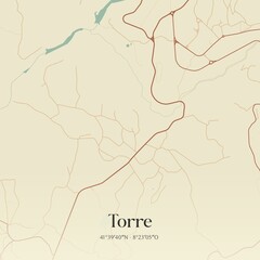 Fototapeta premium Vintage map of Torre, Portugal. 