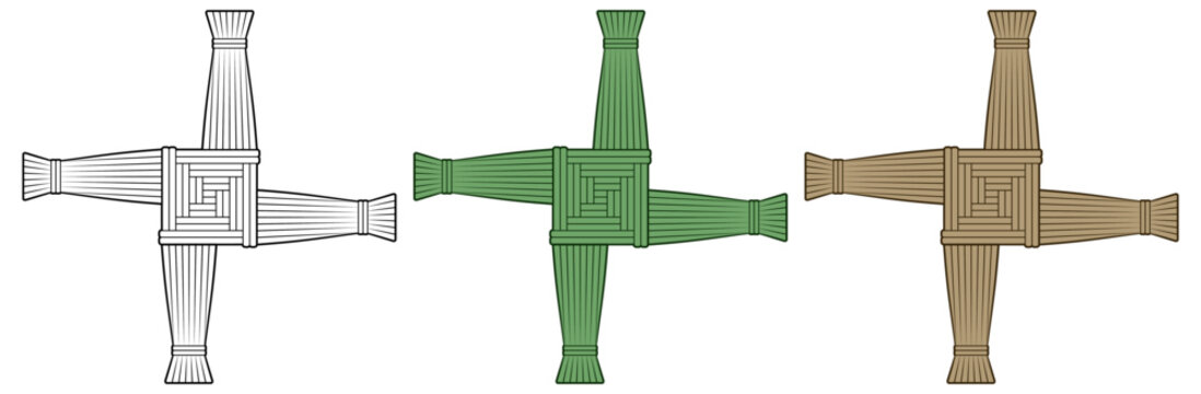 Vector illustration. Cross of Brigid. Symbolism of the pagan holiday Imbolk. Isolated on white.