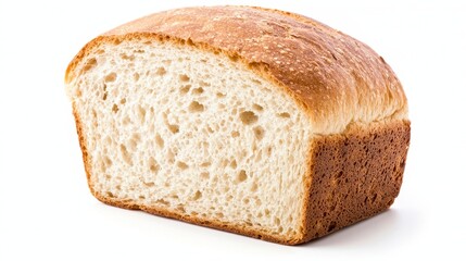 Sliced Loaf of Light Brown Bread on White Background