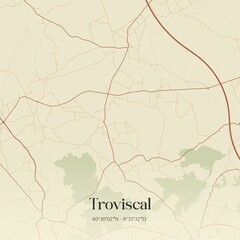 Fototapeta premium Vintage map of Troviscal, Portugal. 