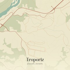 Fototapeta premium Vintage map of Troporiz, Portugal. 