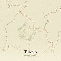 Naklejka premium Vintage map of Tuizelo, Portugal. 