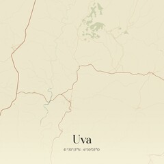 Vintage map of Uva, Portugal. 