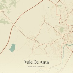 Obraz premium Vintage map of Vale De Anta, Portugal. 
