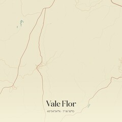 Vintage map of Vale Flor, Portugal. 