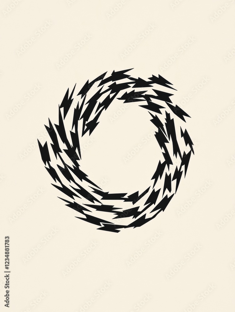 Aufkleber unique circular design of black lightning bolts on a light background for creative projects. generat