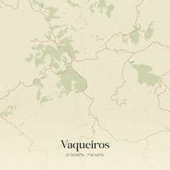 Fototapeta premium Vintage map of Vaqueiros, Portugal. 