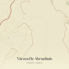 Vintage map of V�rzea De Abrunhais, Portugal. 