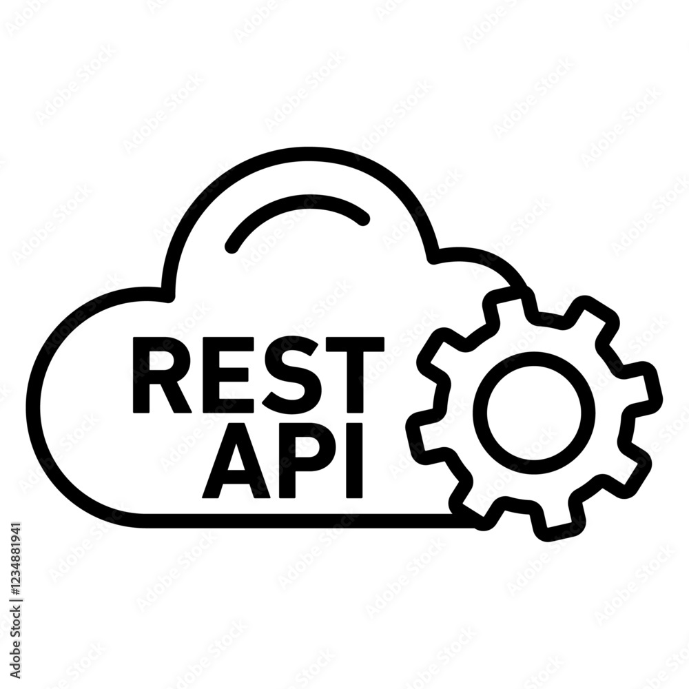Poster rest api icon isolated flat vector in outline