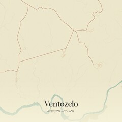 Vintage map of Ventozelo, Portugal. 