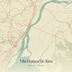 Vintage map of Vila Franca De Xira, Portugal. 