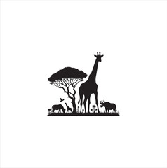 Fototapeta premium Black silhouette giraffe vector