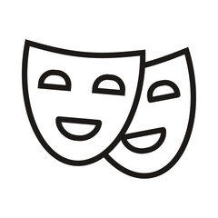 Tragedy Comedy mask icon Isolated flat vector in outline