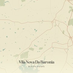 Vintage map of Vila Nova Da Baronia, Portugal. 