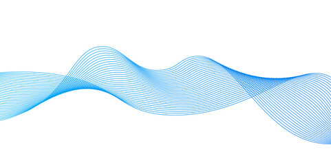 Wave with lines created using blend tool Abstract blue wave lines,abstract blue wave lines on white background,Curve wave seamless pattern. Line art striped graphic template,