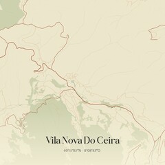 Obraz premium Vintage map of Vila Nova Do Ceira, Portugal. 