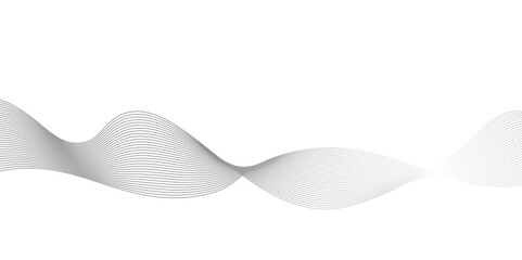 Smooth flowing dynamic black wave lines isolated on white background,Modern grey wave on white background,Frequency sound wave lines and twisted curve lines,