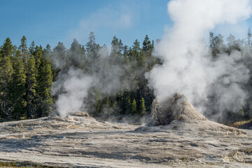 The big cone of Giant Geyser, in the Upper Geyser Basin of Yellowstone National Park
