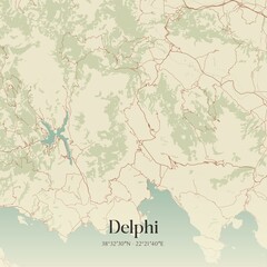 Obraz premium Vintage map of Delphi, Greece.