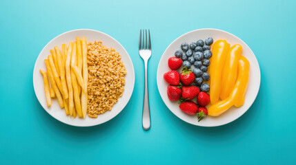 You Are What You Eat, A detailed side-by-side comparison image of fast food meals showcasing high fidelity quality in a visually appealing layout.