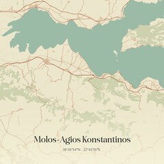 Fototapeta premium Vintage map of Molos-Agios Konstantinos, Greece.
