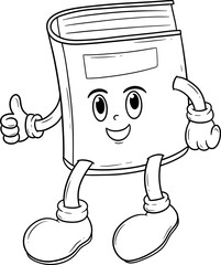 cute book office stationery cartoon character outline