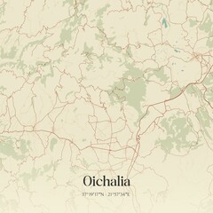 Vintage map of Oichalia, Greece.