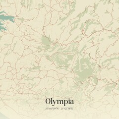 Naklejka premium Vintage map of Olympia, Greece.