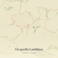 Obraz premium Vintage map of Oropedio Lasithiou, Greece.