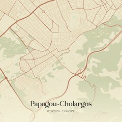 Fototapeta premium Vintage map of Papagou-Cholargos, Greece.