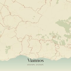 Fototapeta premium Vintage map of Viannos, Greece.